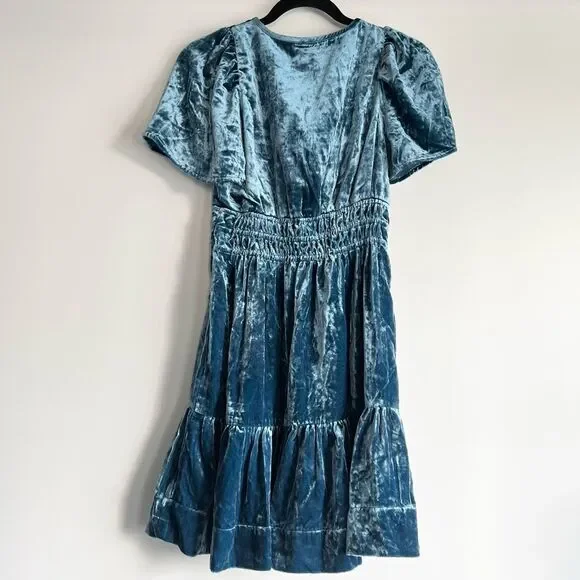 Anthropologie The Somerset Mini Dress: Velvet Edition in Blue Size XXS NWT - Picture 5 of 16